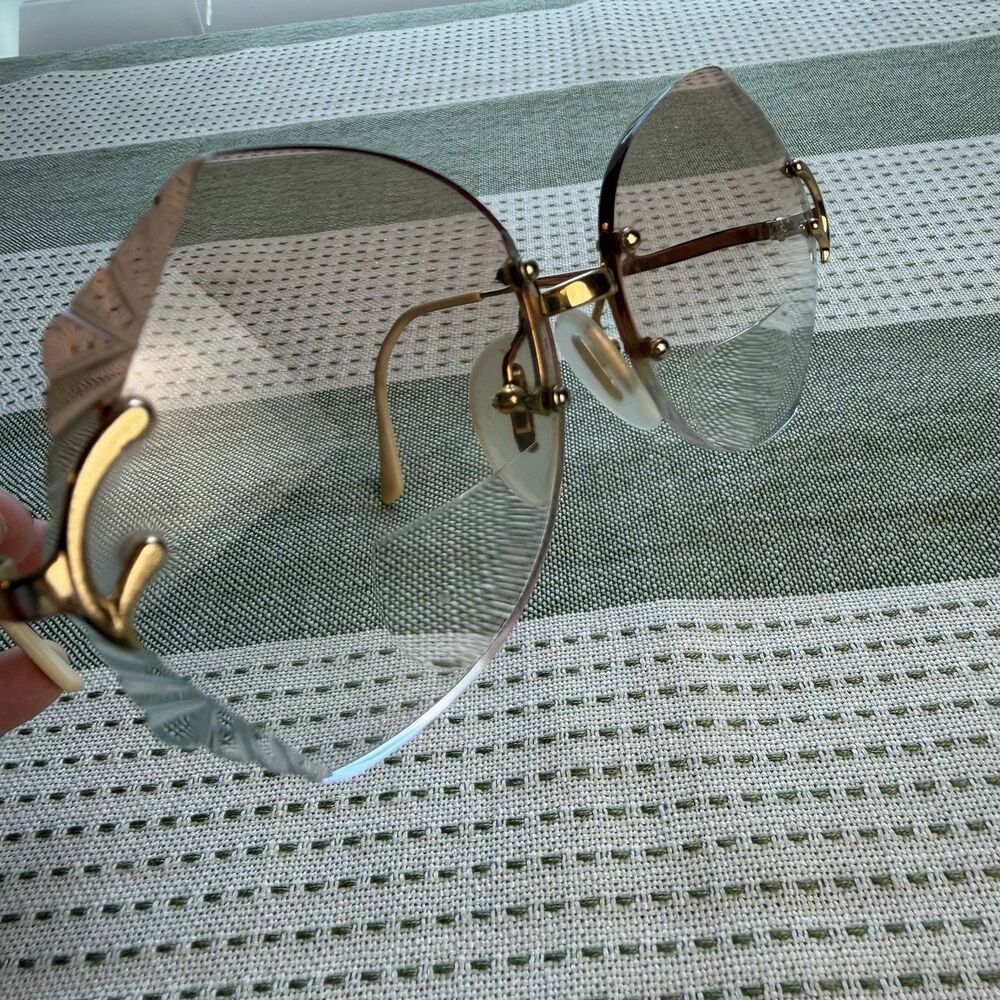Vintage Eye Glasses Multi-Facets Cosmos 70s GEP 22 Kts Gold Women’s France